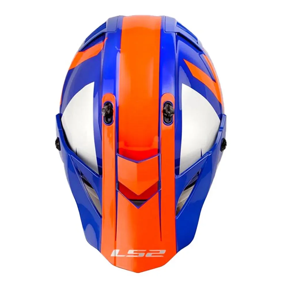Capacete Ls2 Mx436 Pioneer Evo Trophy Azul/Laranja Flúor